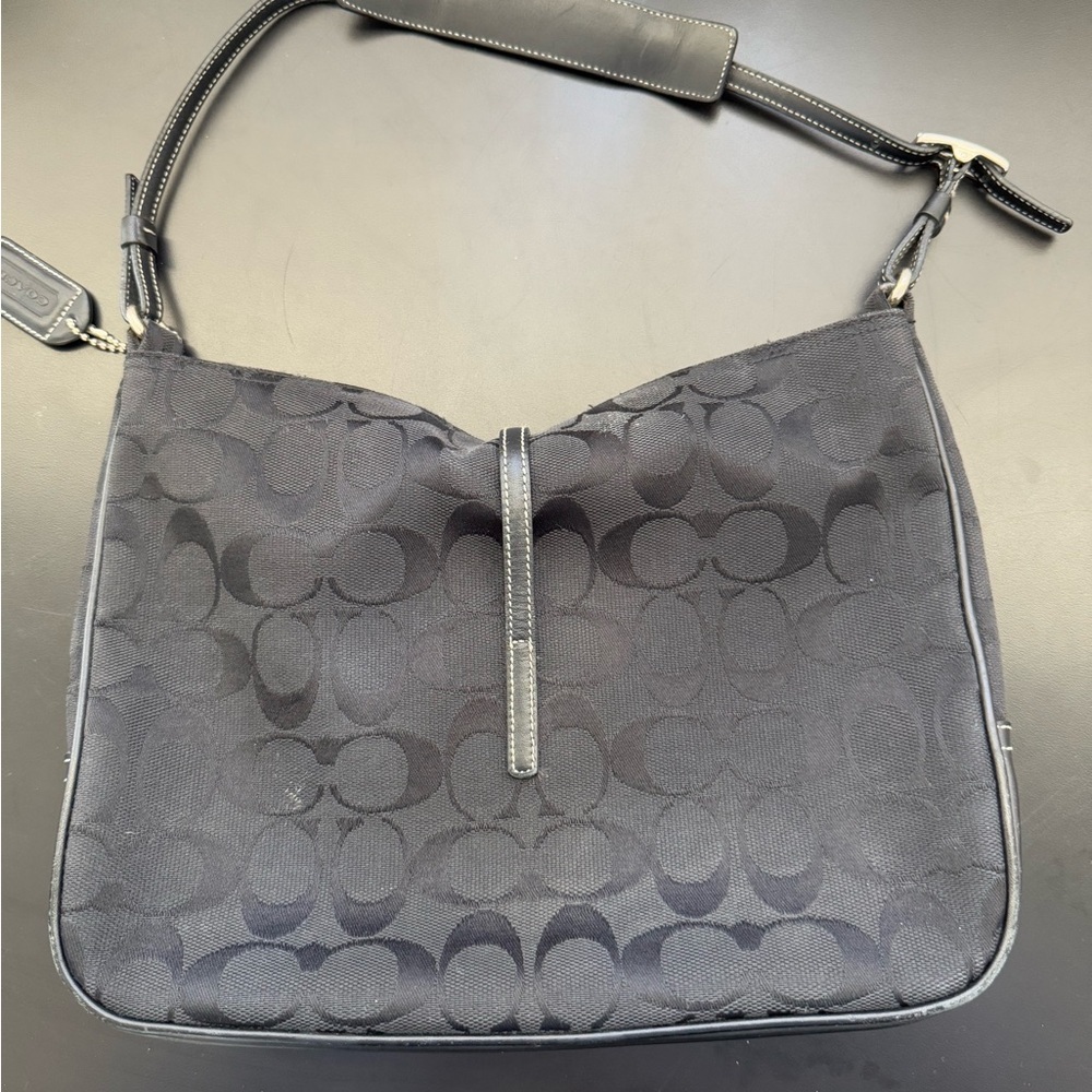 Vintage Coach Black Hampton Shoulder Bag y2k - Picture 5 of 13